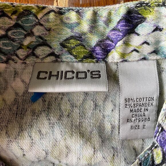 Chico's Snakeskin Moto Women's Metallic Iridescent Zip Up Jacket Size 2/L/12 - Picture 3 of 4